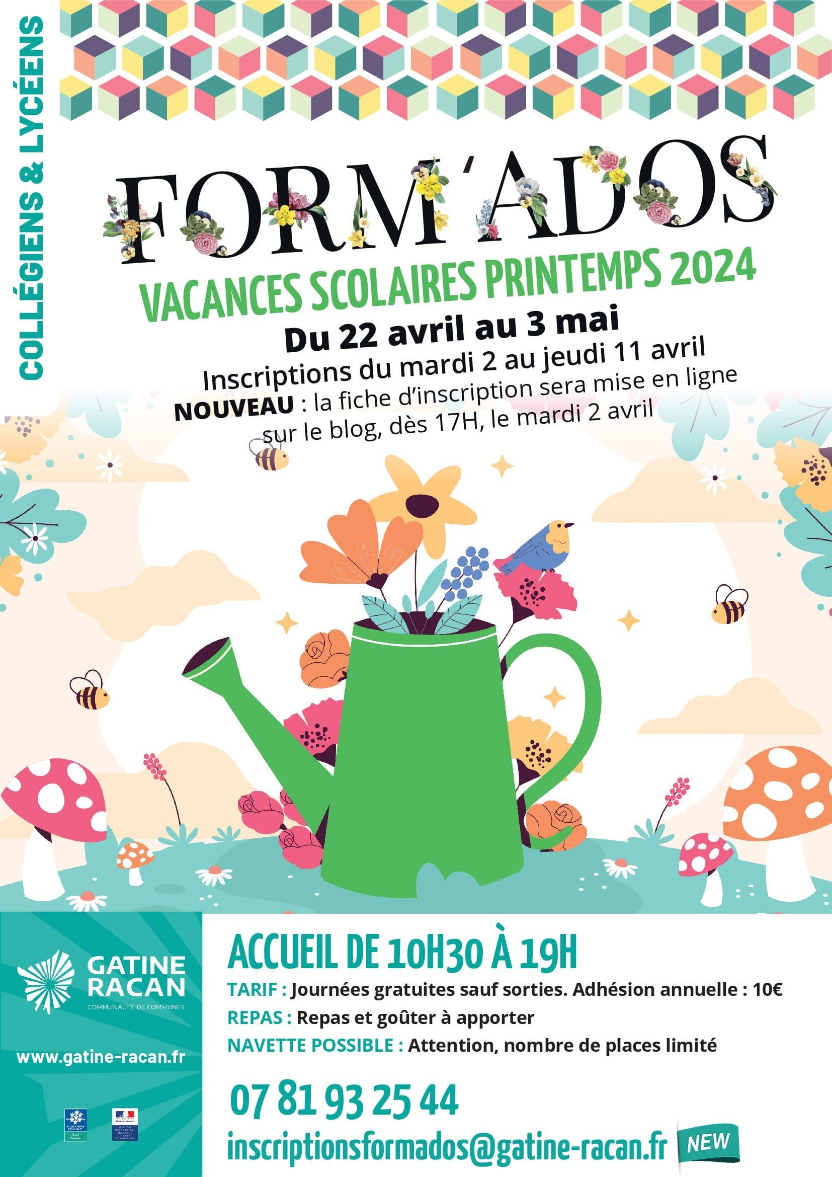 form' ados affiche vacances scolaires printemps