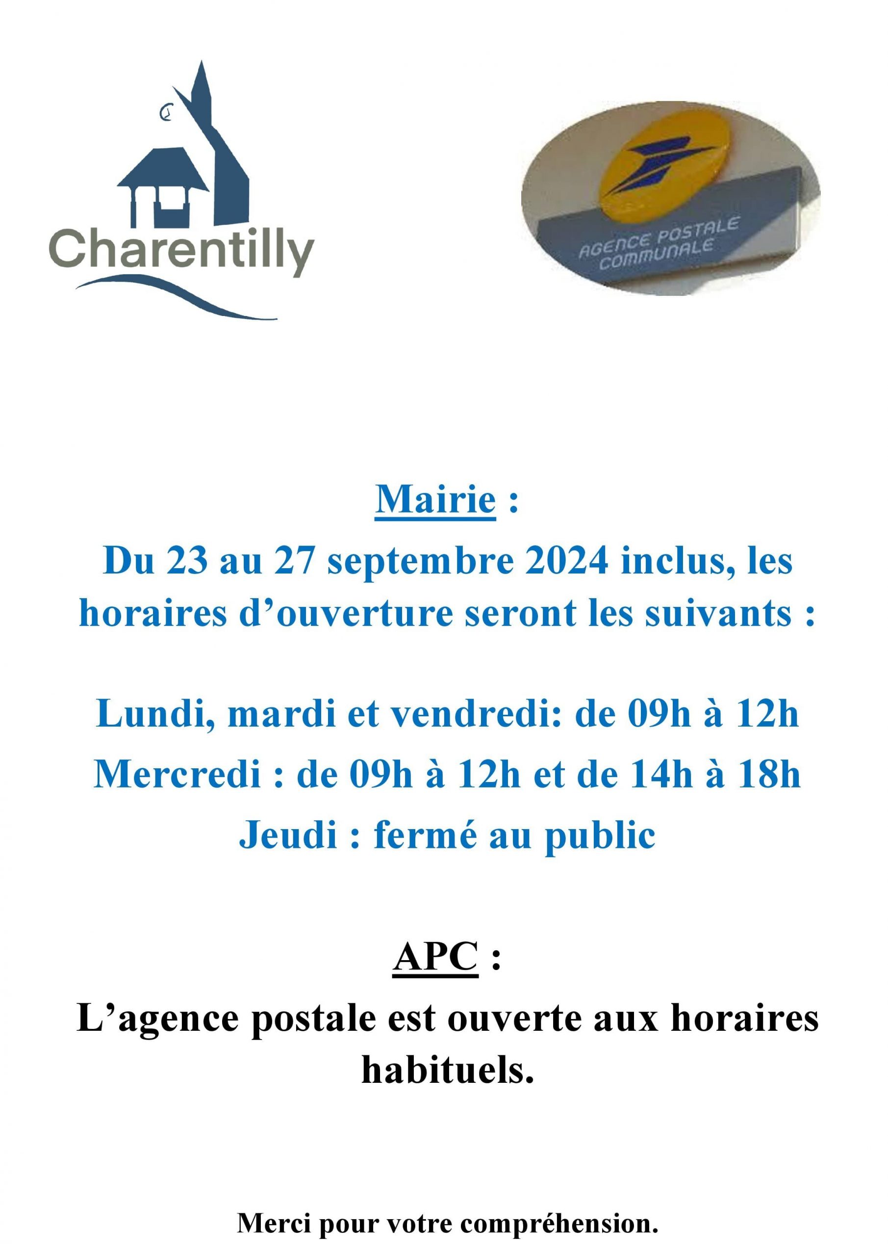 ouverture mairie semaine 39