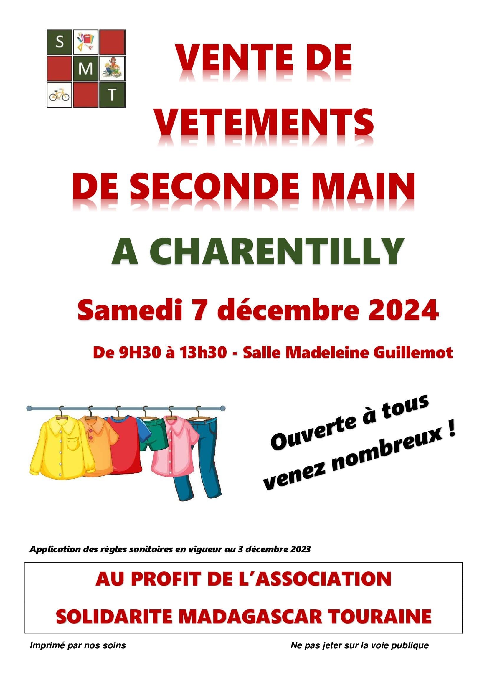 Solidarité madagascar touraine affiche vente vêtements seconde main