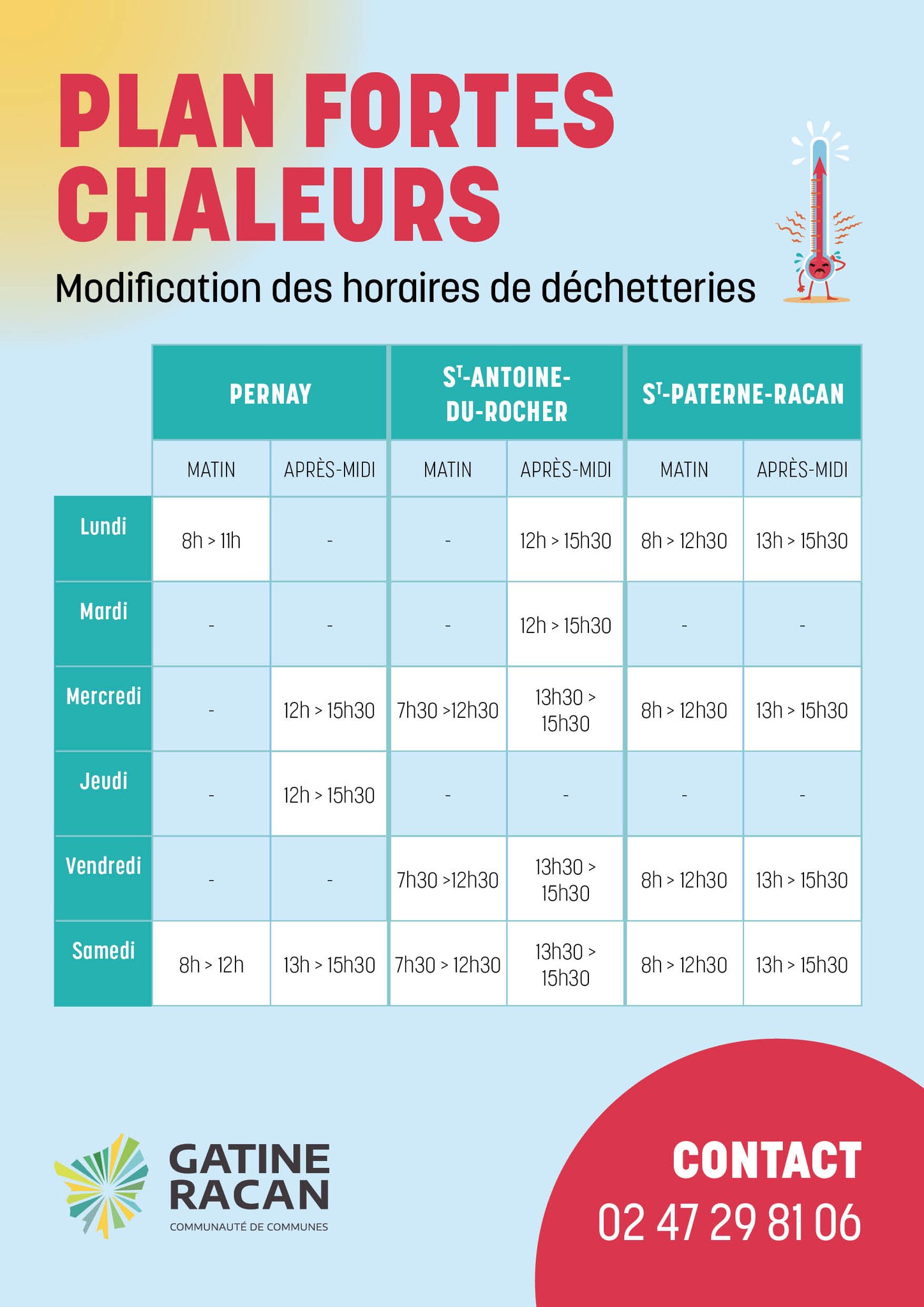 dechetterie horaires fortes chaleurs